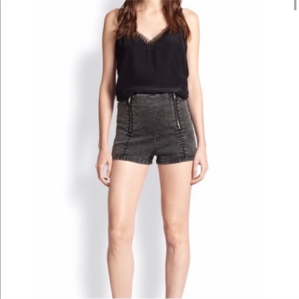 Kooples grey high waist zipper shorts